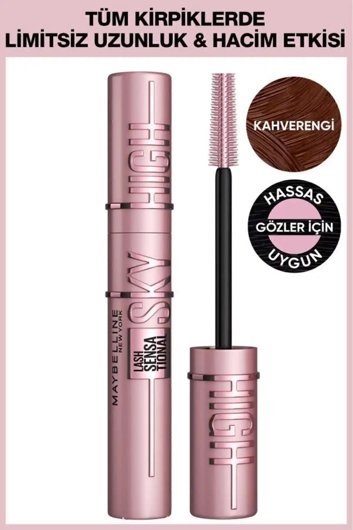 Maybelline New York Lash Sensational Sky High Kahverengi Maskara ile Doğal ve Uzun Kirpikler