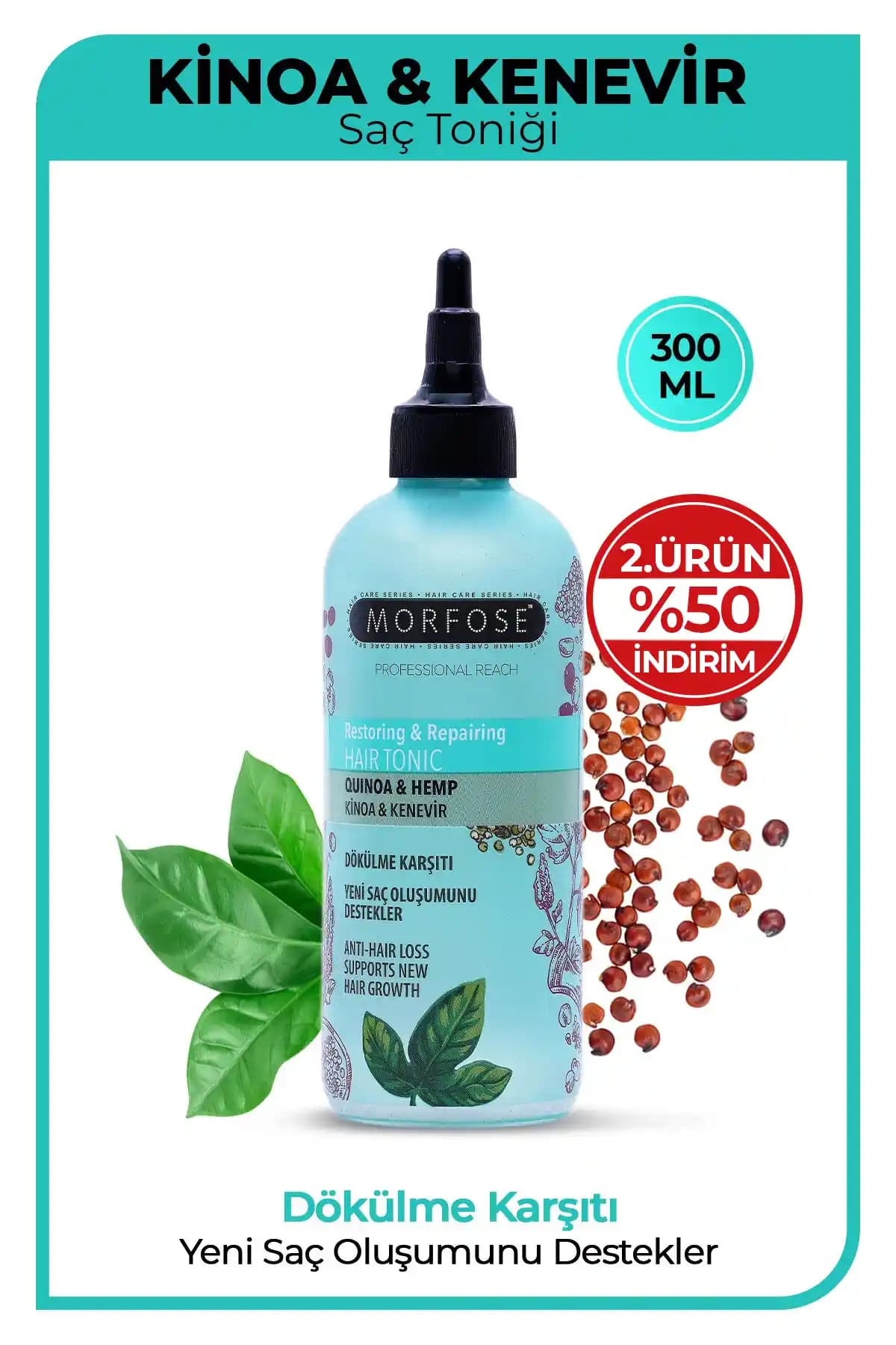 Morfose Kinoa ve Kenevir İçeren Dökülme Karşıtı Saç Toniği: Doğal ve Etkili Saç Bakım Ürünü