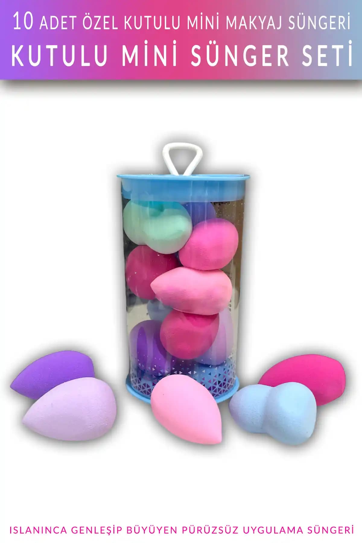 Muggio 10'lu Mini Makyaj Sünger Seti: Taşınabilir ve Çok Yönlü Makyaj Yardımcısı