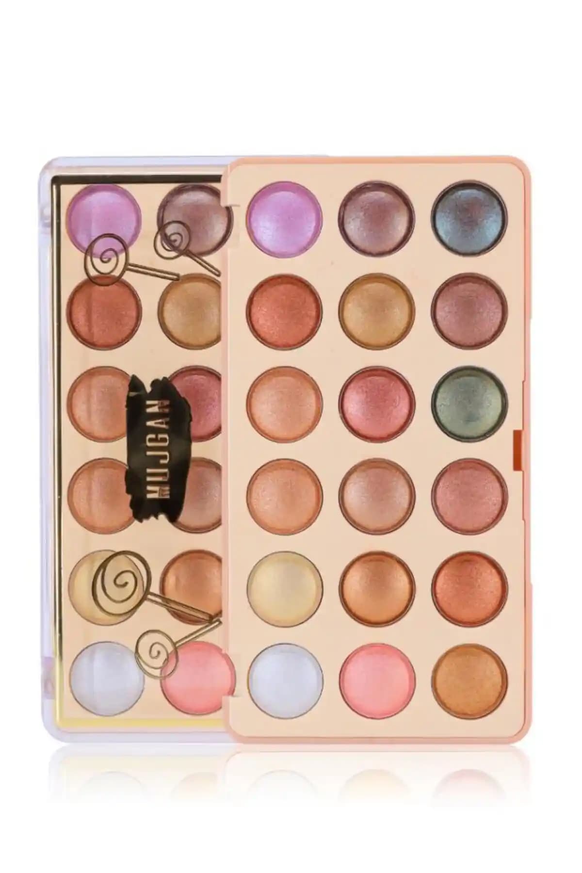 MUJGAN 18'li Sıcak Işıltı Far Paleti No 2: Günlük ve Özel Makyajlar İçin Renkli Seçenekler