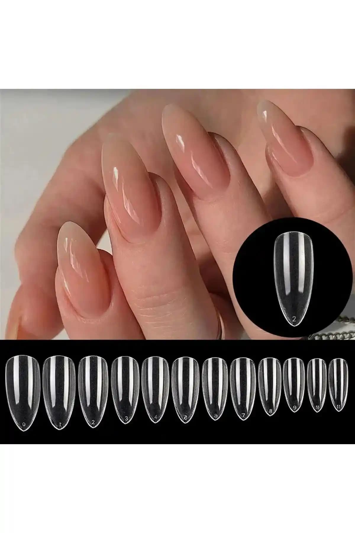 Nail Master Şeffaf Jel Destekli Badem Tırnak Tipsleri 24 Adet Modern ve Enerjik Tasarım