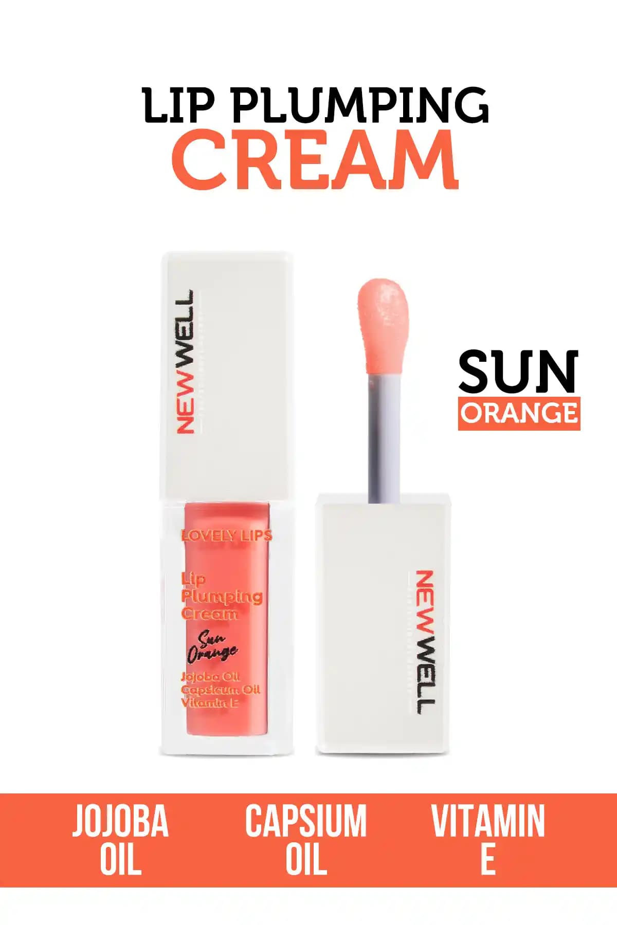 New Well Lip Plumping Cream Sun Orange Dudaklarınızı Dolgunlaştıran Doğal ve Parlak Bakım Ürünü