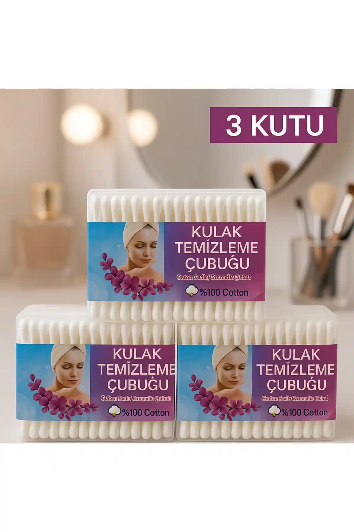 Nistabolje 3 Kutulu Pamuklu Kulak Temizleme Çubuğu Seti Güvenli ve Pratik Kullanım