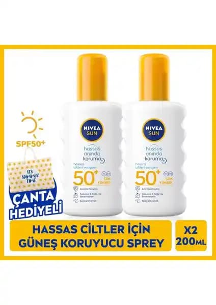 Nivea SUN Hassas Ciltler İçin Yüksek Güneş Koruyucu Sprey 200 ml SPF 50+ ve Suya Dayanıklı