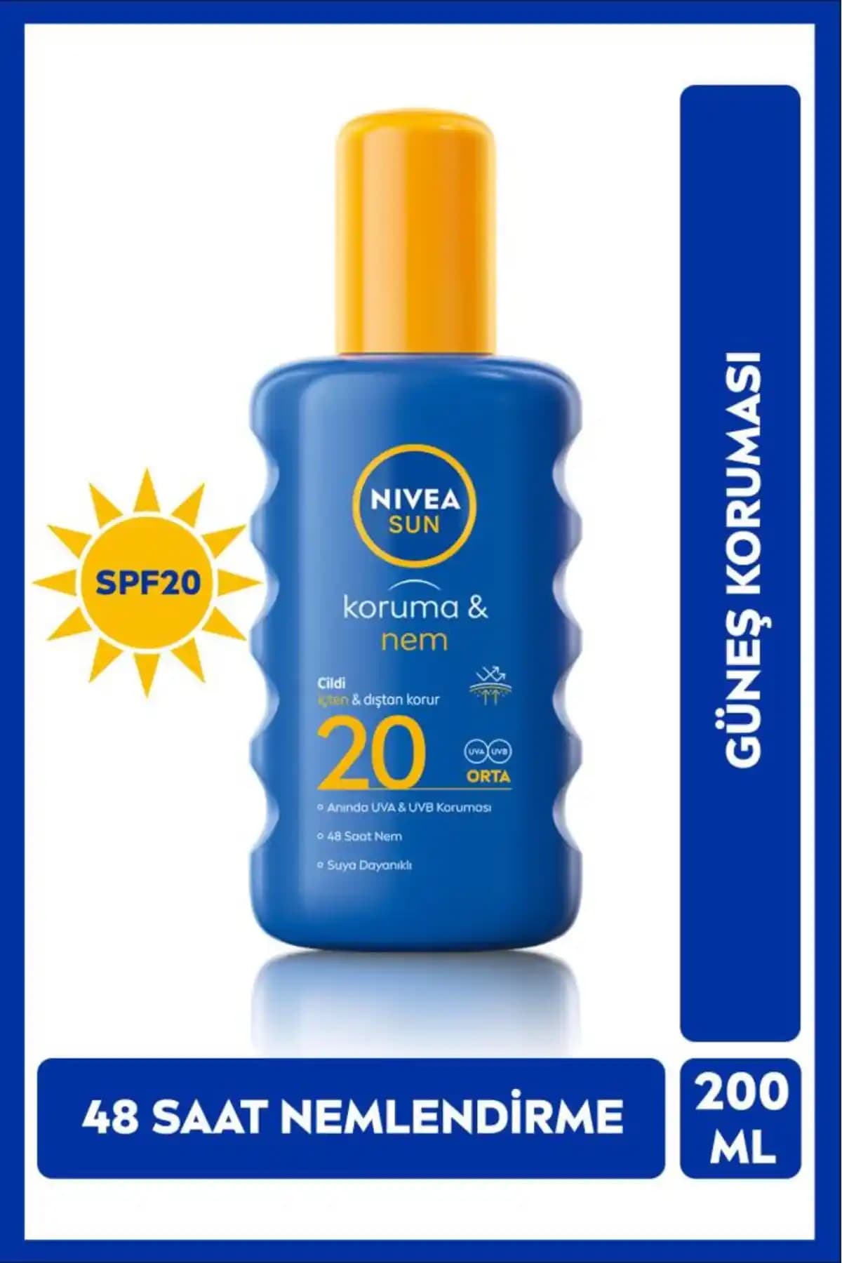 NIVEA SUN SPF20 Güneş Koruma ve Nem Vücut Spreyi Yaz ve Kış Kullanımı İçin Uygun