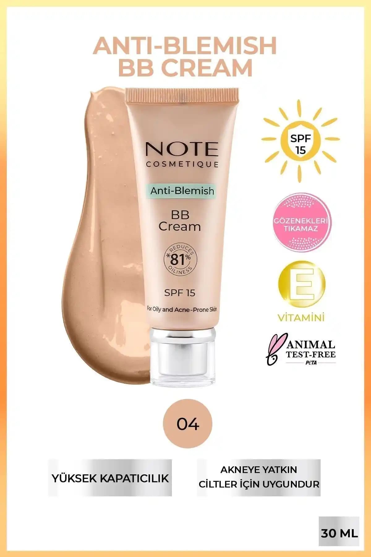 Note Cosmetics Anti-Blemish BB Krem SPF 15 Akneye Yatkın ve Yağlı Ciltler İçin Kapsamlı Çözüm
