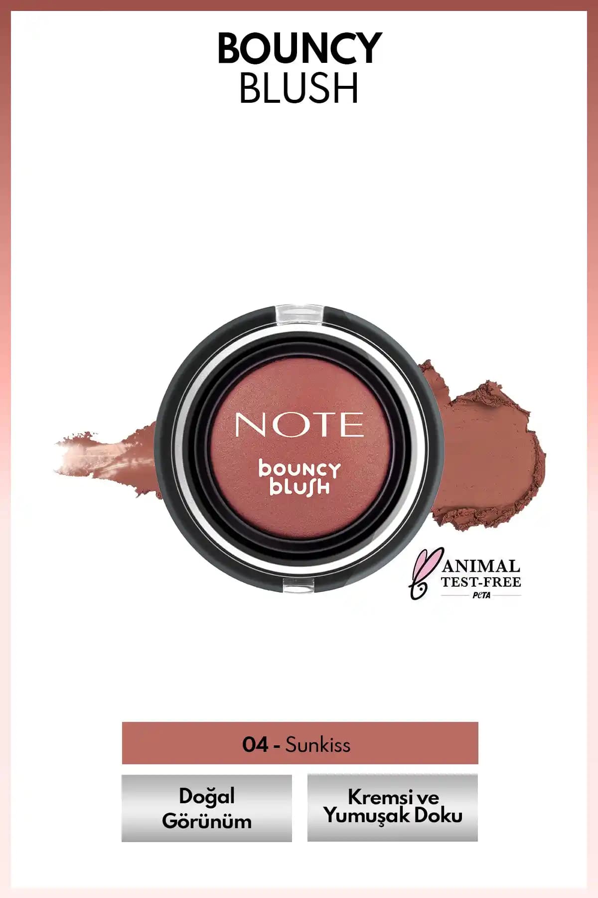 Note Cosmetics Bouncy Blush Yumuşak Kremsi Allık 04 Sunkiss Doğal Görünüm Sunar