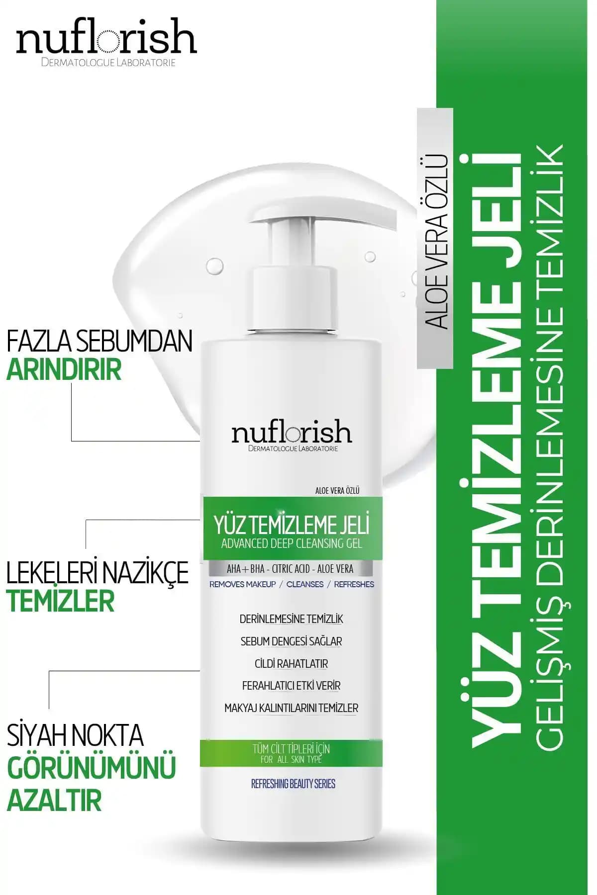 Nuflorish Aloe Vera Özlü Arındırıcı ve Yenileyici Yüz Temizleme Jeli Ürün Tanıtımı ve Özellikleri