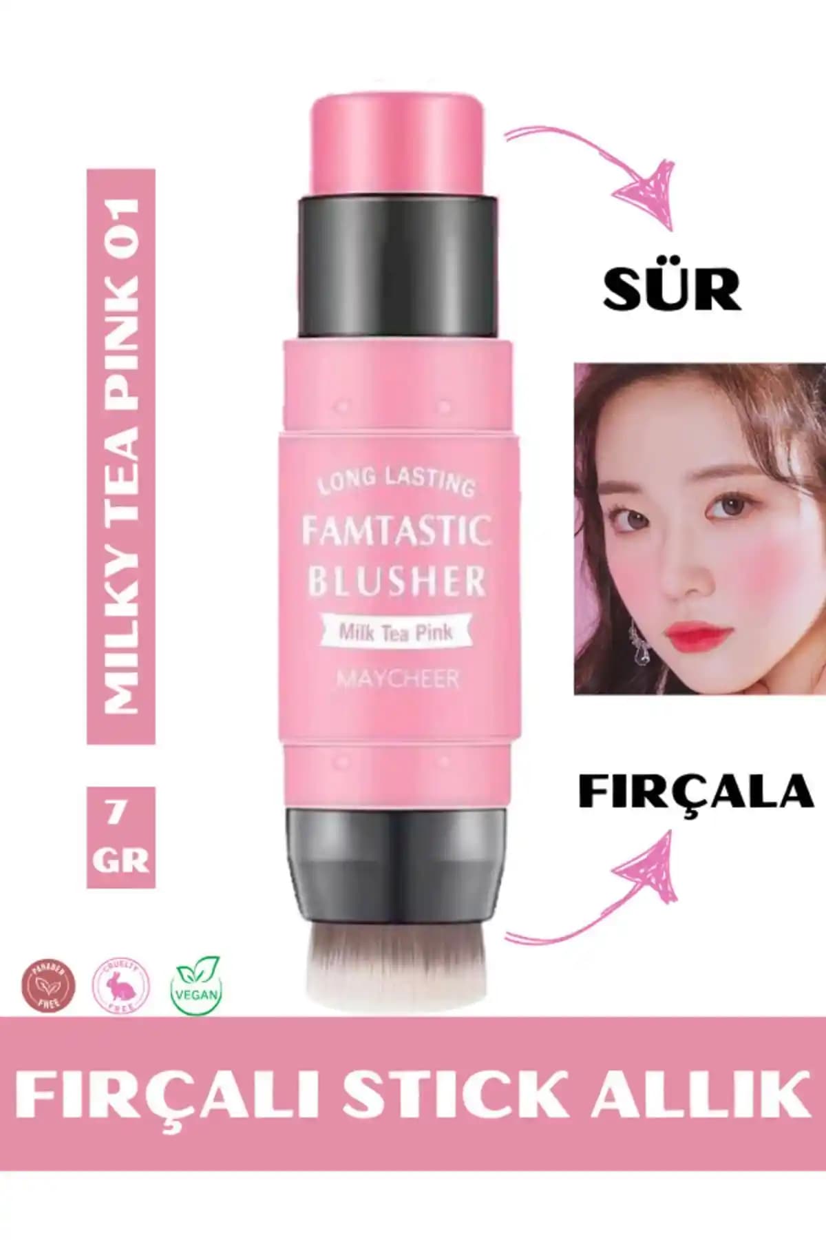 NUNUKO Milky Jelly 2'li Fırçalı Açık Pembe Allık Doğal ve Pratik Günlük Makyaj Çözümü