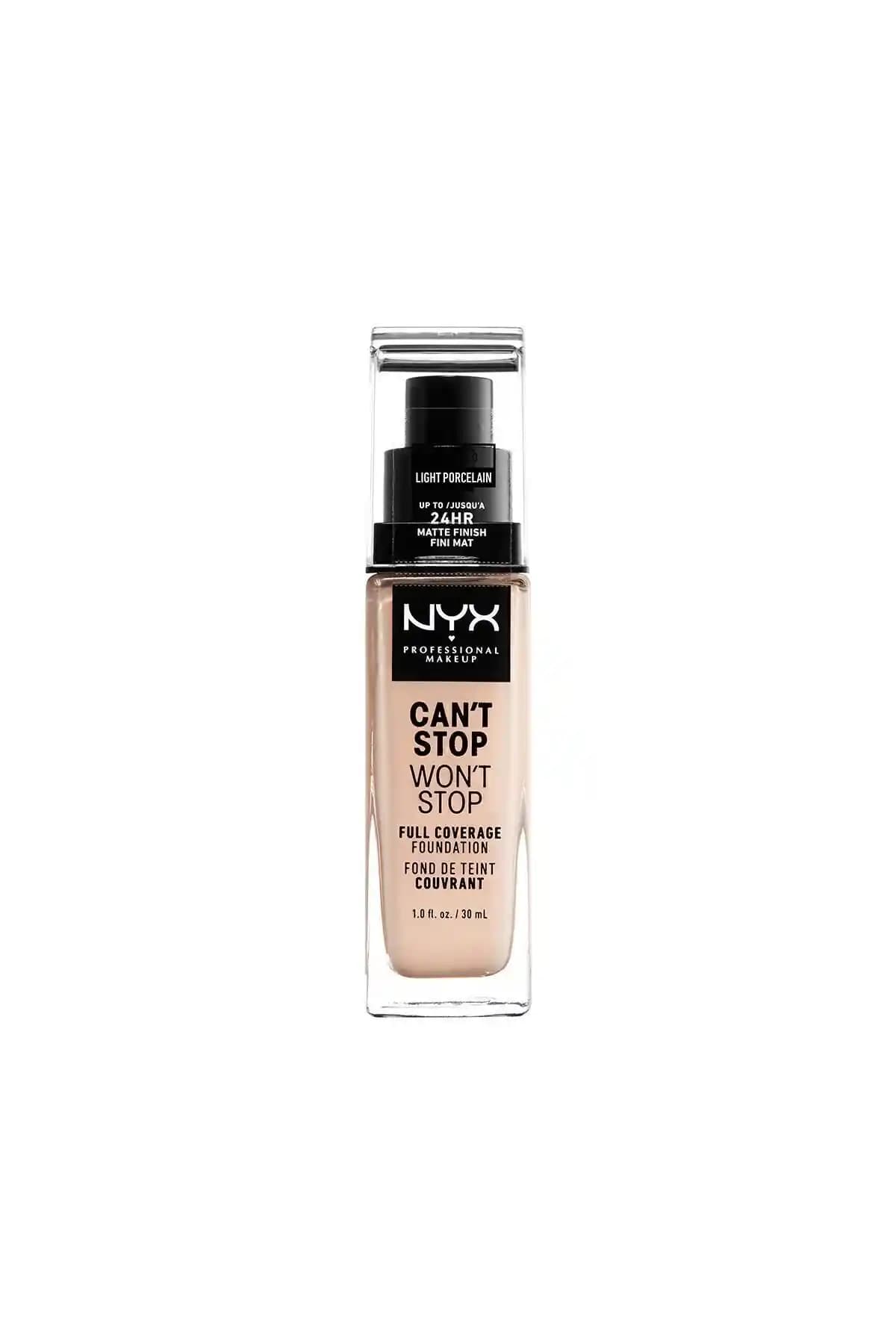 NYX Can't Stop Won't Stop Full Coverage Fondöten 1.3 Light Porcelain - Yüksek Kapatıcılık ve Uzun Süreli Kalıcılık