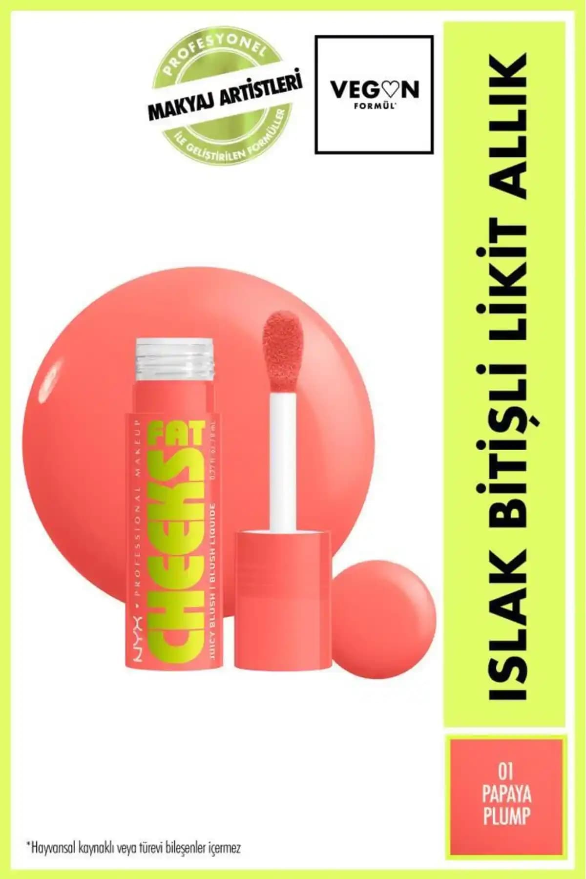 NYX Fat Cheeks Likit Allık Papaya Plump ile doğal ve parlak görünüm sağlayın