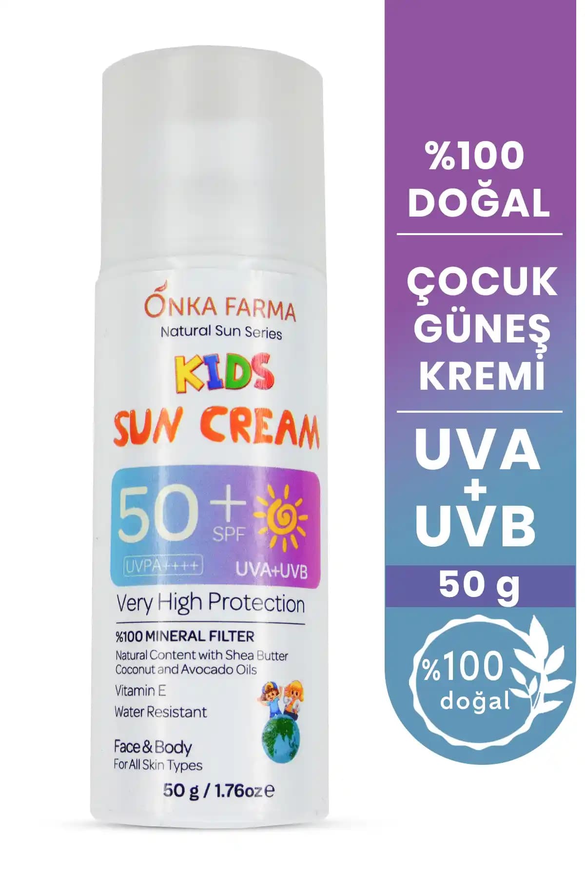 OnkaFarma Doğal Çocuk Güneş Kremi 50+ SPF Güvenli ve Suya Dayanıklı Koruma