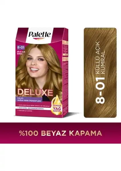 Palette Deluxe Küllü Açık Kumral Saç Boyası 8-01 Kalıcı ve Doğal Renkler İçin Uygun