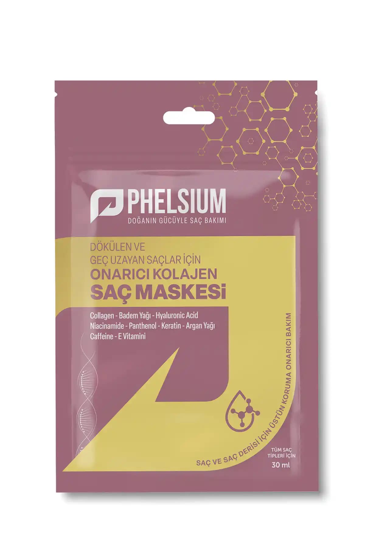 PHELSİUM Kollajen Saç Maskesi Saç Dökülmesine Karşı Güçlendirici ve Uzatan Bakım Ürünü