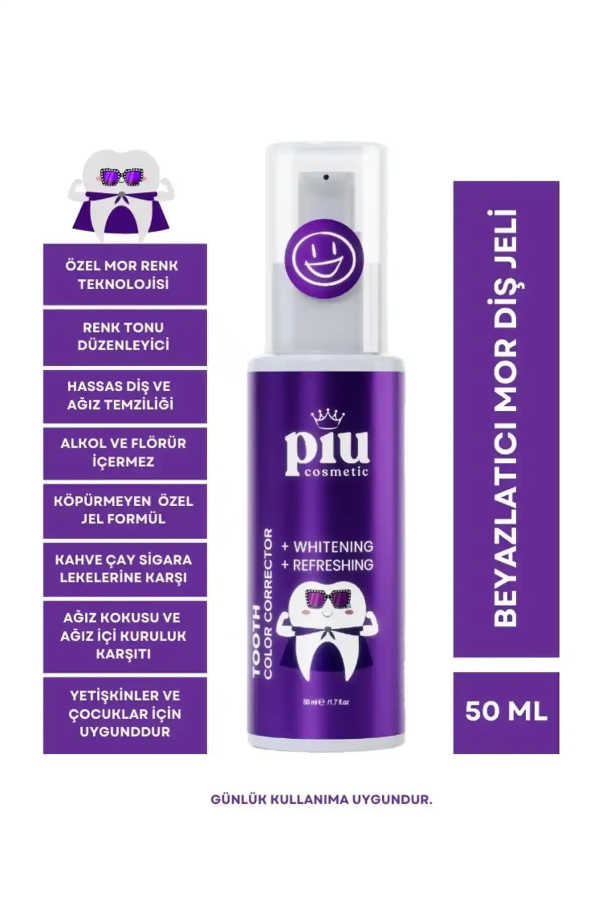 Piu Cosmetic Beyazlatıcı Mor Diş Jeli: Güvenli ve Etkili Diş Beyazlatma Çözümü