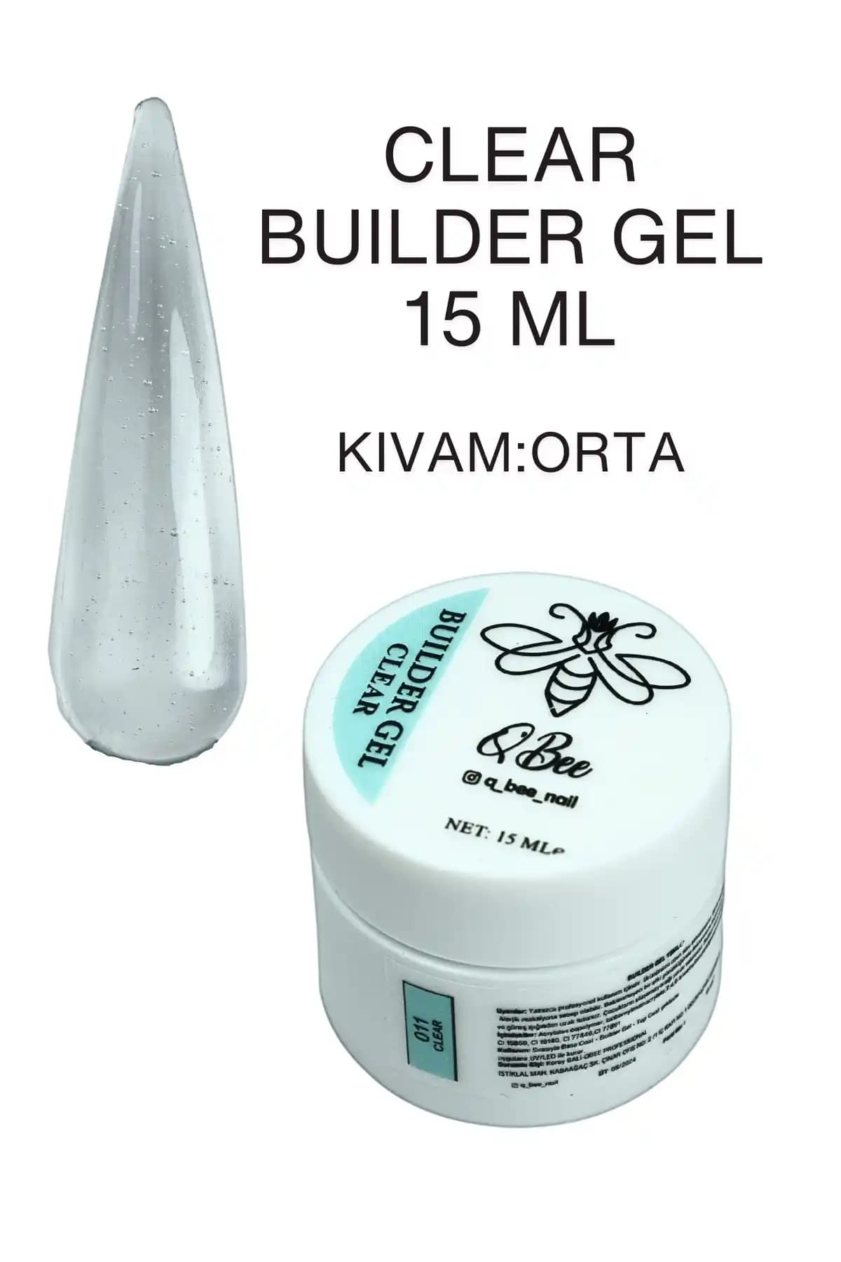 QBEE PROFESSIONAL 15ml Protez Tırnak Jeli Builder Clear ile Güçlü ve Estetik Tırnaklar