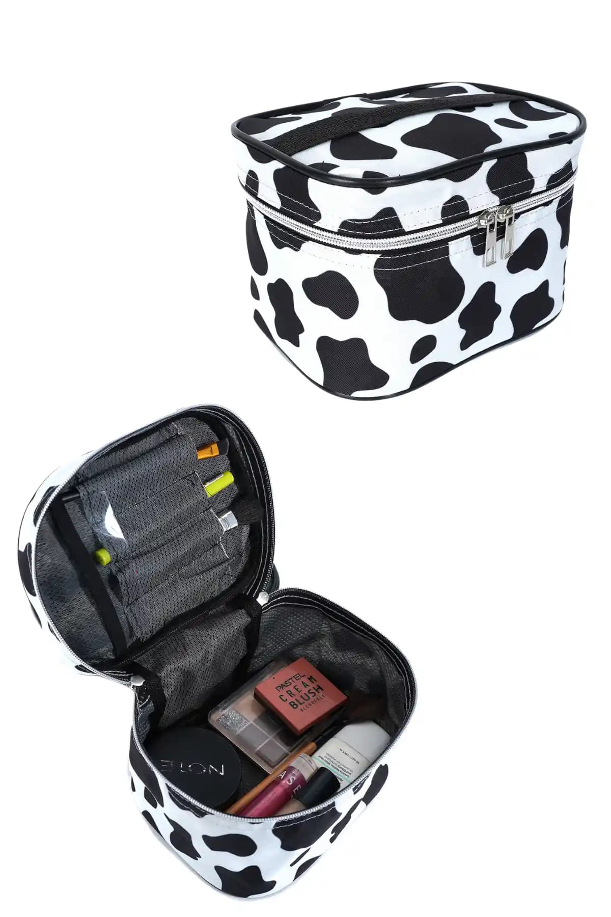 Reliance İnek Desenli Makyaj Çantası Şık ve Dayanıklı Kozmetik Saklama Çözümü