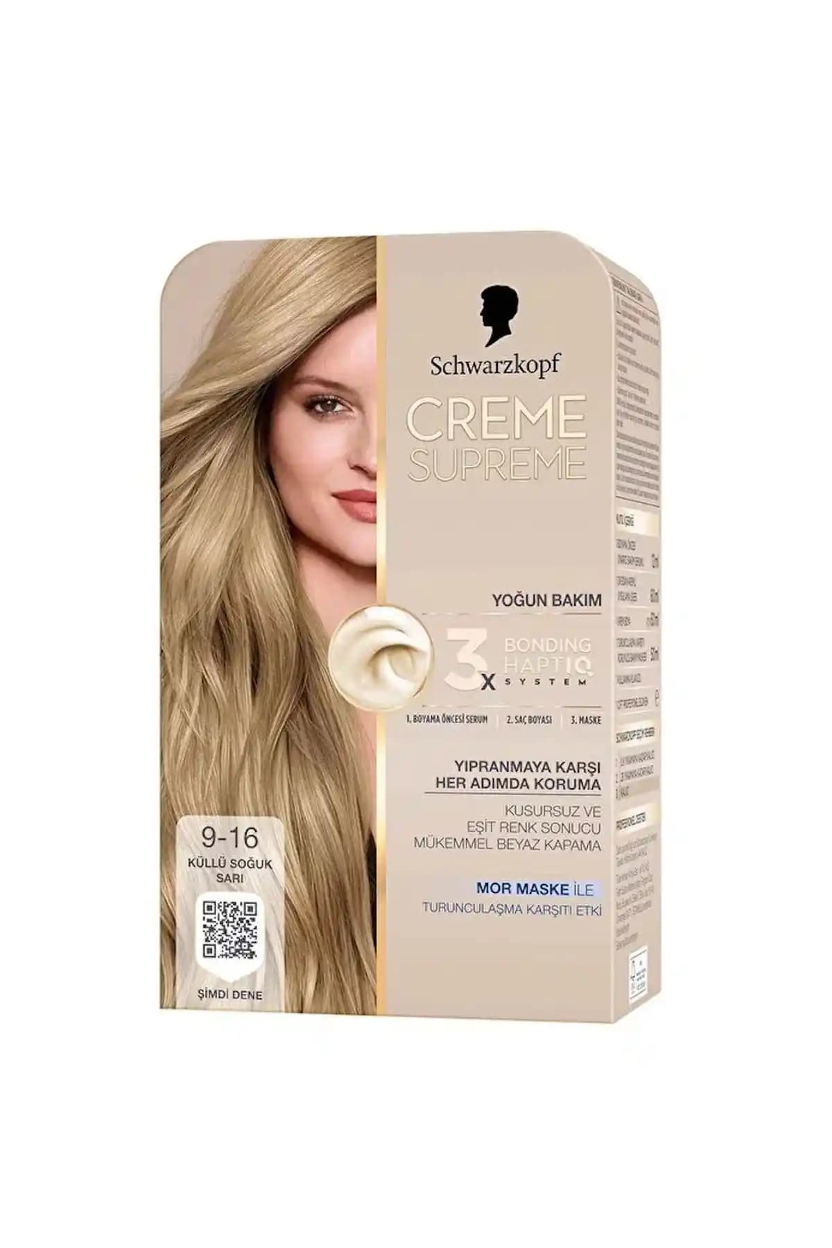 Schwarzkopf Creme Supreme Full Kit Küllü Sarı Saç Boyama ve Bakım Seti
