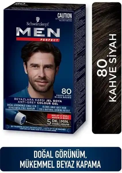 Schwarzkopf Men Perfect Jel Saç Boyası Siyah Kahve 80 Hızlı ve Doğal Renk Sonuçları Sağlar