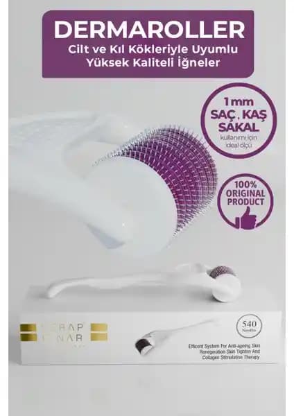 Serap Çınar Dermaroller Beyaz Professional Saç, Kaş ve Sakal İçin Yenilikçi Çözüm