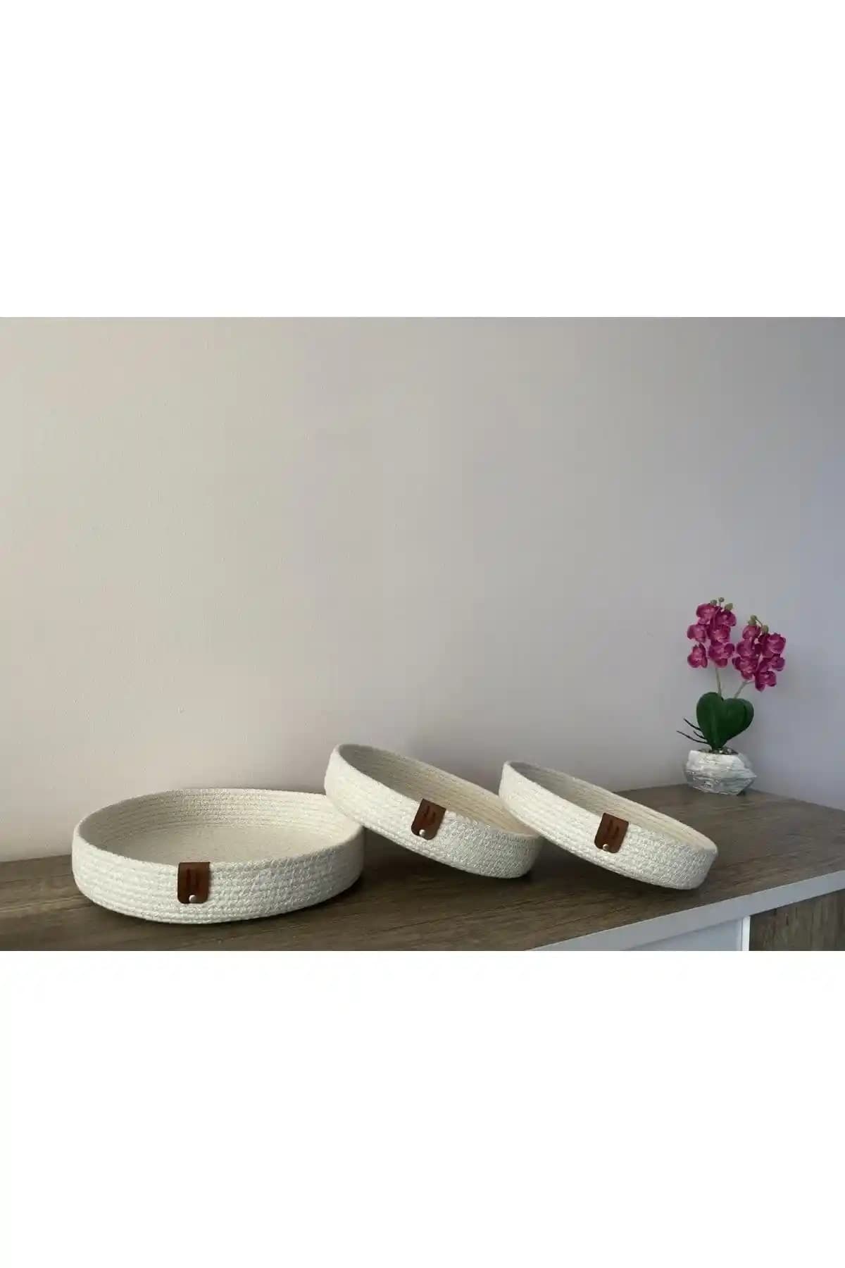 Sevdam Krem Rengi Üçlü Dekoratif Sepet Seti Şık ve Dayanıklı Tasarım Özellikleri