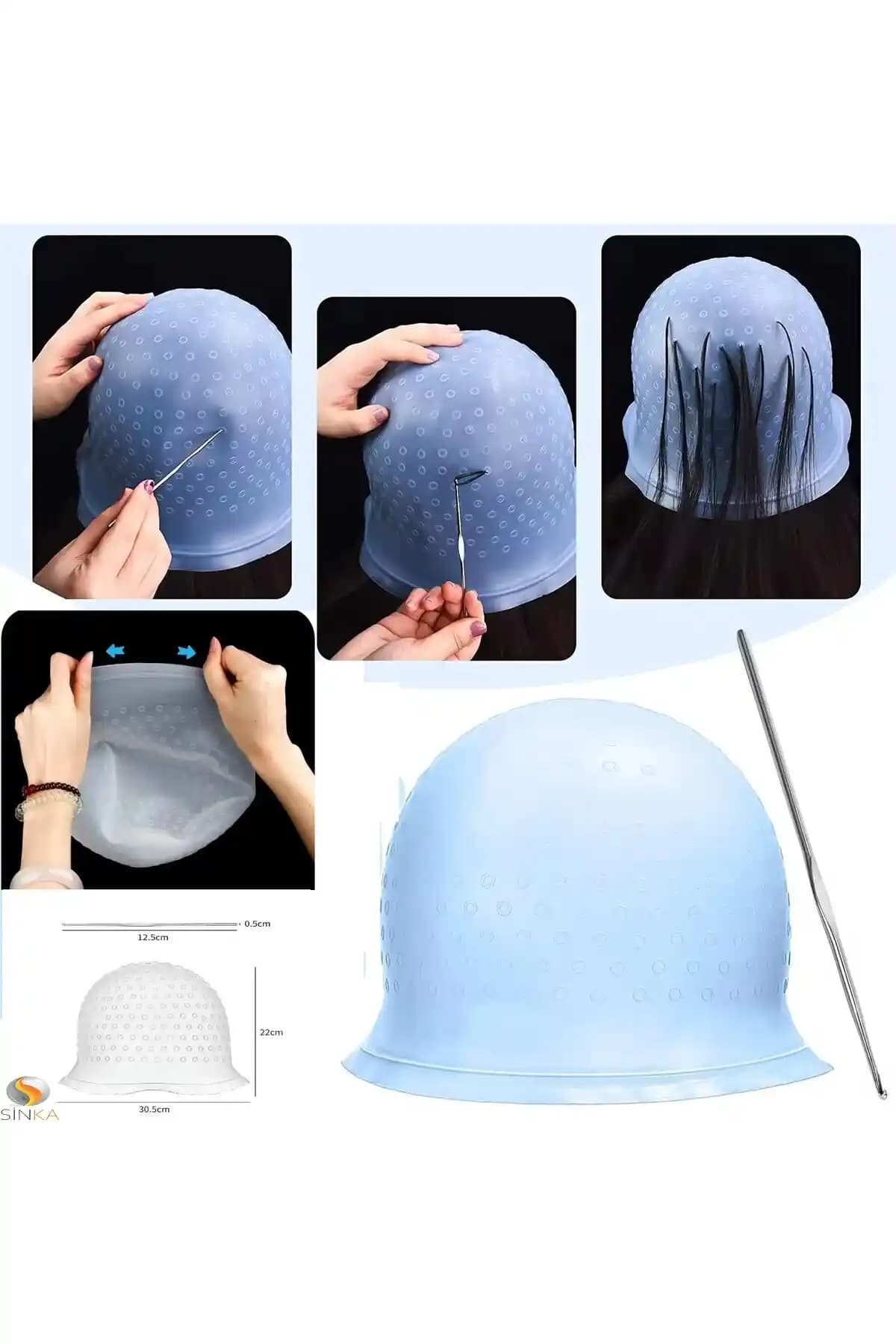 SİNKA Silikon Röfle Bonesi Delikli Saç Boyama Metal Tığ ile Profesyonel Röfle ve Boyama Çözümü