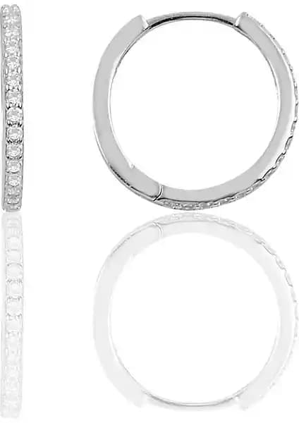 Söğütlü Silver 17 mm Rodyumlu Zirkon Taşlı Tamtur Halka Küpe Şıklık ve Dayanıklılık Sunar