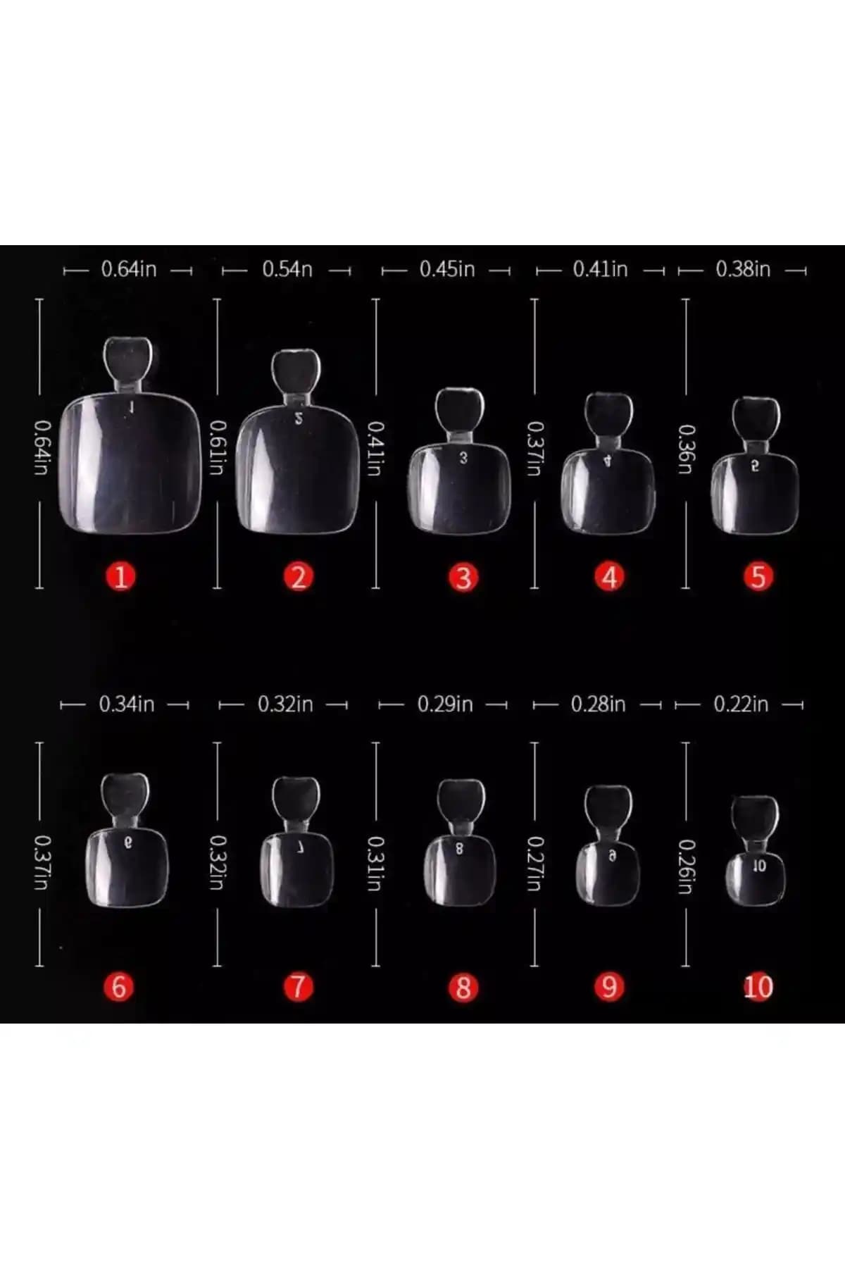 SYBELLE Kozmetik 20 Adet Şeffaf Renk Ayak Takma Tırnak Seti Estetik ve Kullanışlı Çözüm