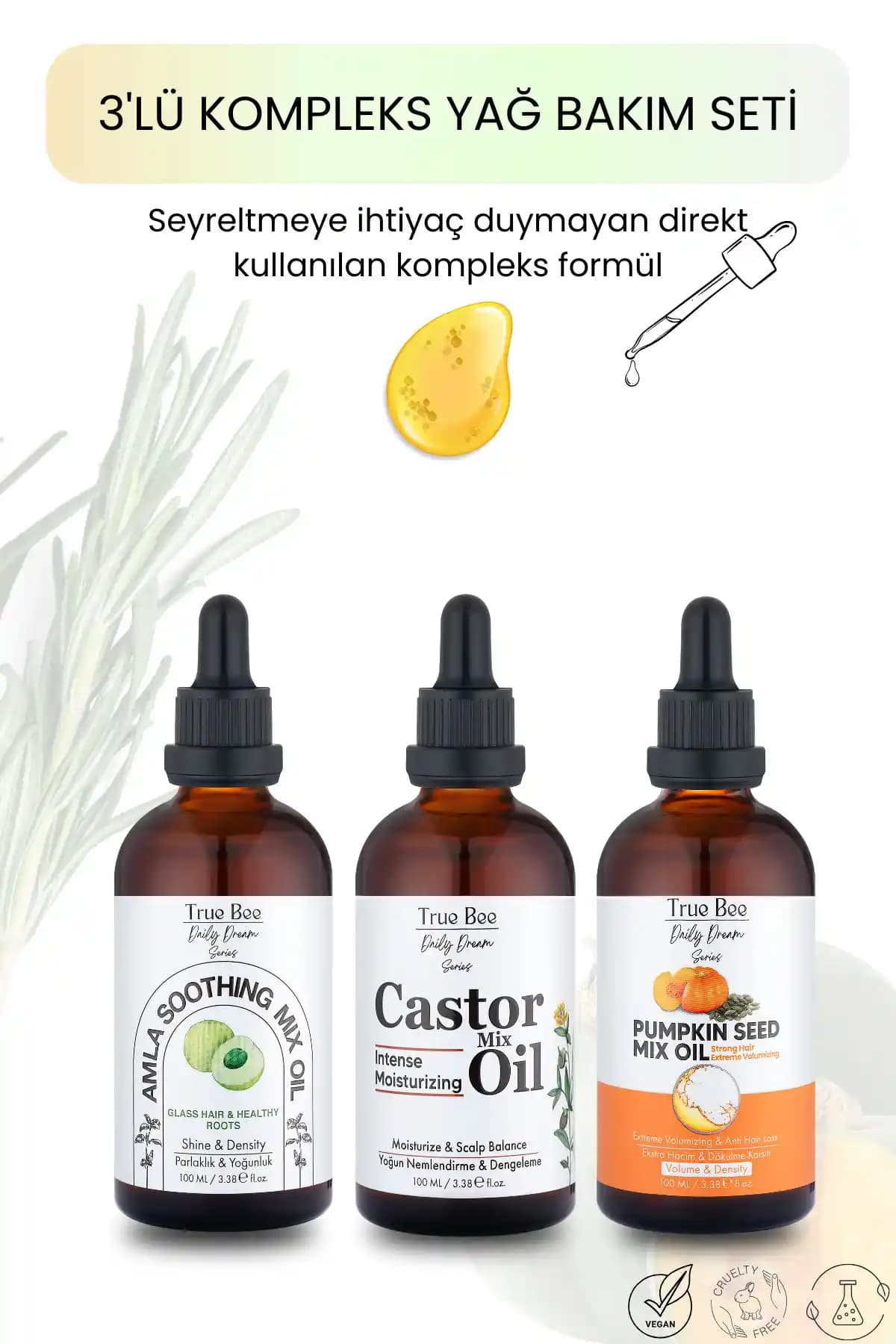 True Bee Günlük Rüya Serisi: Doğal İçerikli Üçlü Saç Bakım Yağ Seti ile Saçlarınızda Mükemmel Dönüşüm