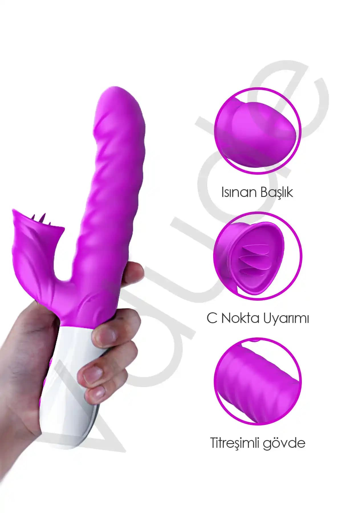 Vdude V40 Şarjlı Isıtmalı 2’si 1 Arada Titreşimli ve Dil Hareketli Vibratör