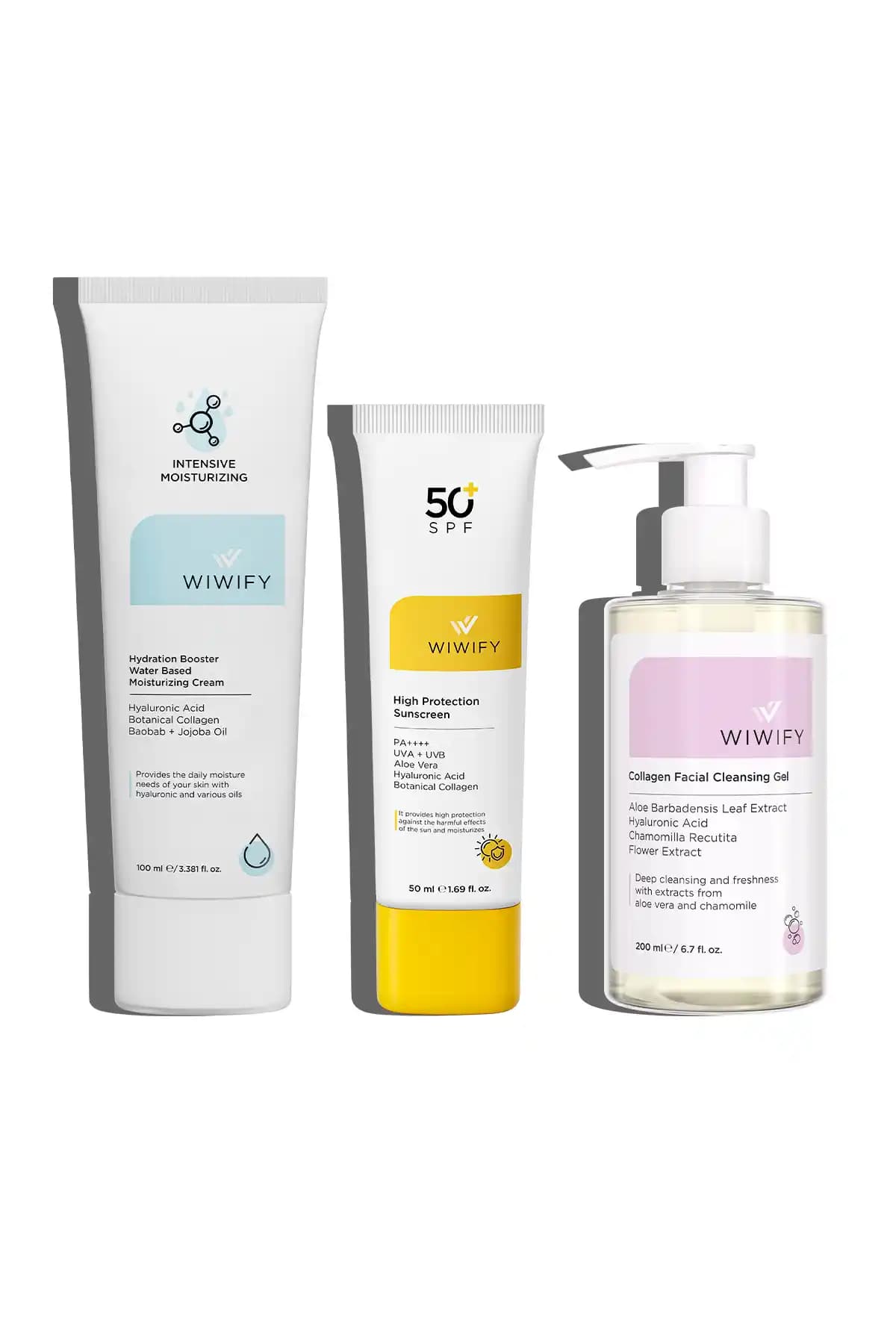 WIWIFY Doğal Temizlik ve Koruma Seti: Hyalüronik Asit İçeren Çok Yönlü Cilt Bakım Seti