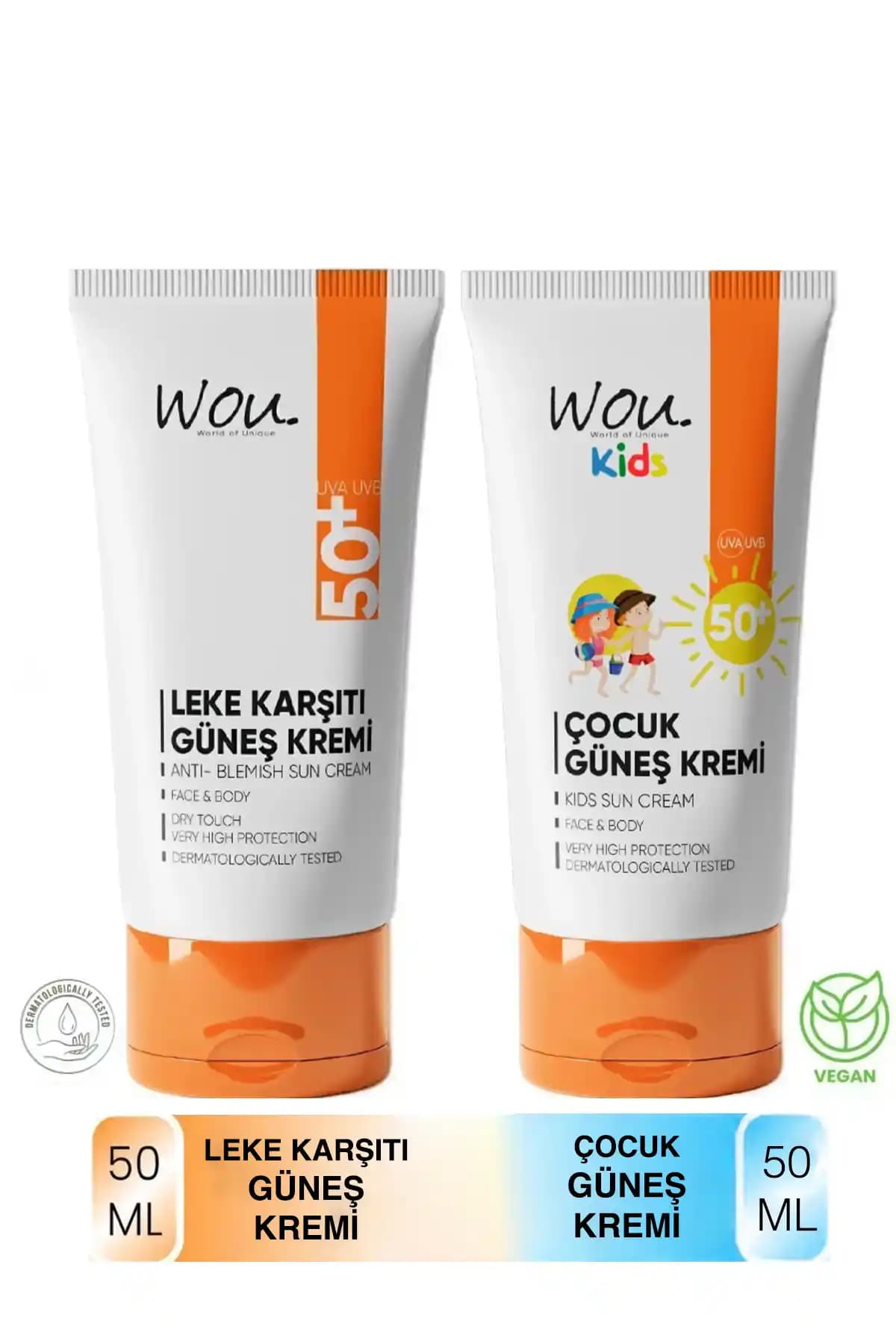 WOU World of Unique SPF50 Güneş Kremi Çocuklar ve Yetişkinler İçin Yüksek Koruma Sağlar