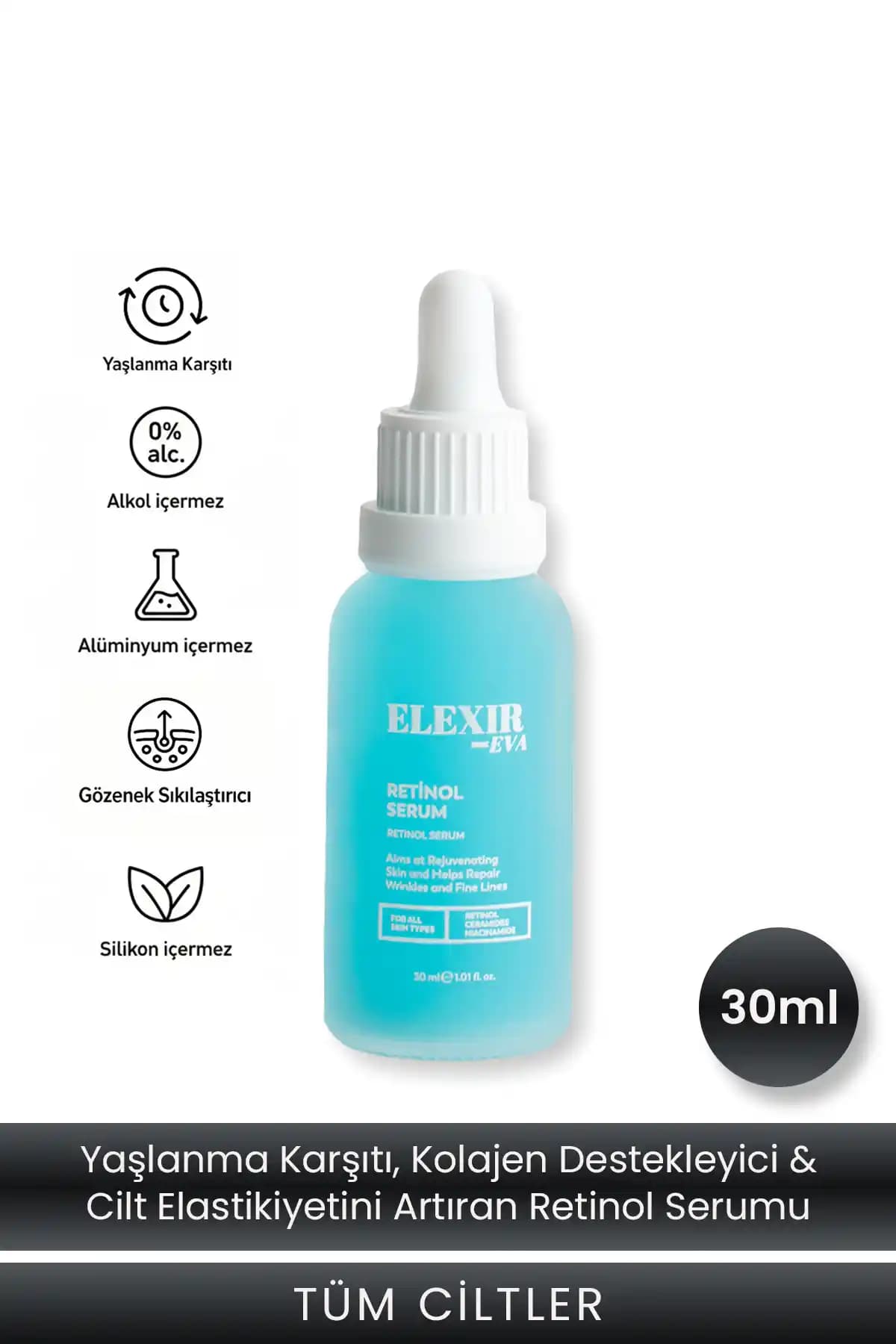 Elexir Eva İnce Çizgi ve Kırışıklık Karşıtı Retinol Serumu Cilt Yenileme ve Gelişmiş Bakım