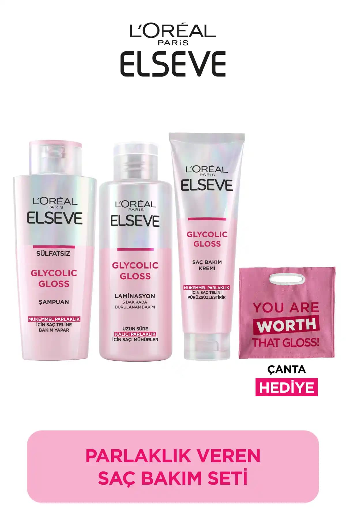 Elseve Glycolic Gloss Mükemmel Parlaklık Seti Saç Bakımında Yenilikçi Çözüm
