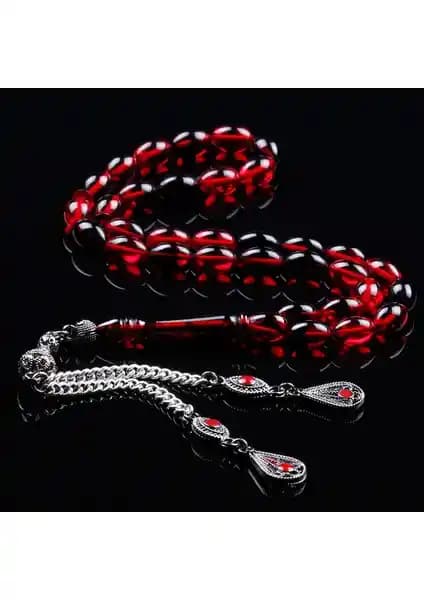 Gece Kızılı Ateş Kehribarı Tesbih: Doğal Taş Malzemesiyle Öne Çıkan Şık Takı Parçası