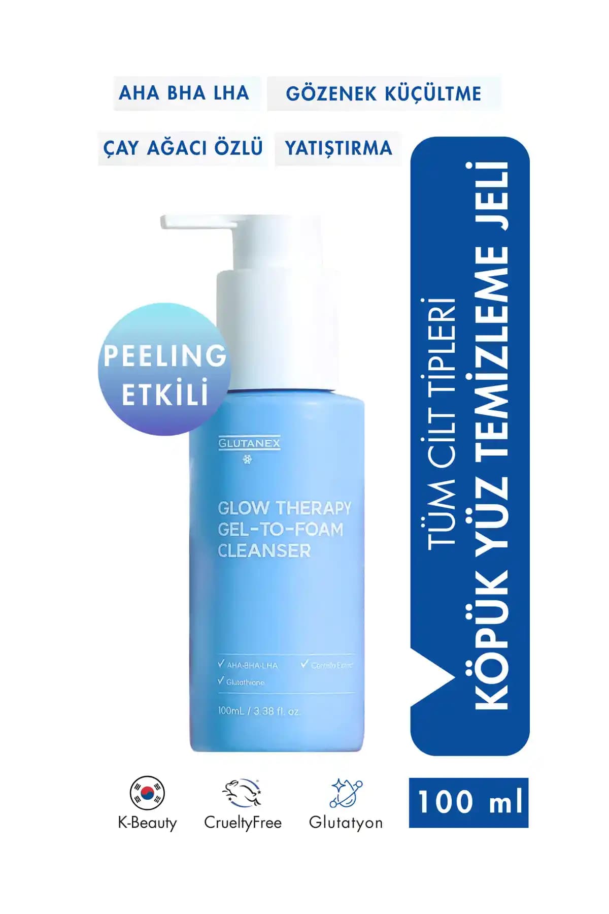 GLUTANEX Peeling Etkili Köpüren Yüz Temizleme Jeli Cilt Bakımında Derin Temizlik ve Parlaklık
