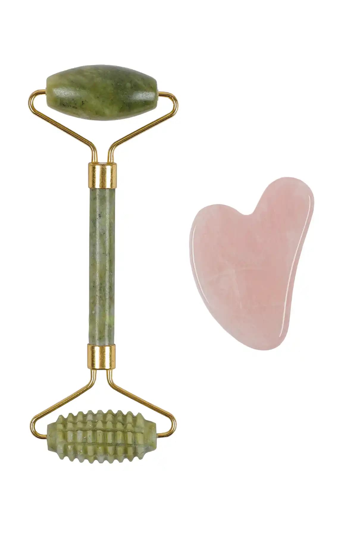 İLTERUS Tırtıklı Yeşim Face Roller ve Pembe Kuvars Kalp Gua Sha Masaj Seti Özellikleri ve Faydaları