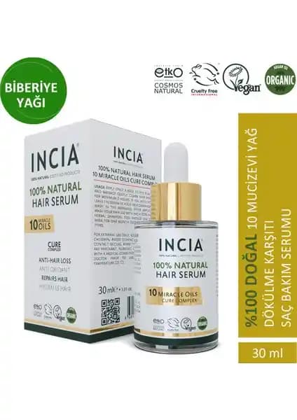 İncía %100 Doğal Saç Bakım Serumu Biberiye Yağı Saç Sağlığını Destekleyen Güçlü Formül