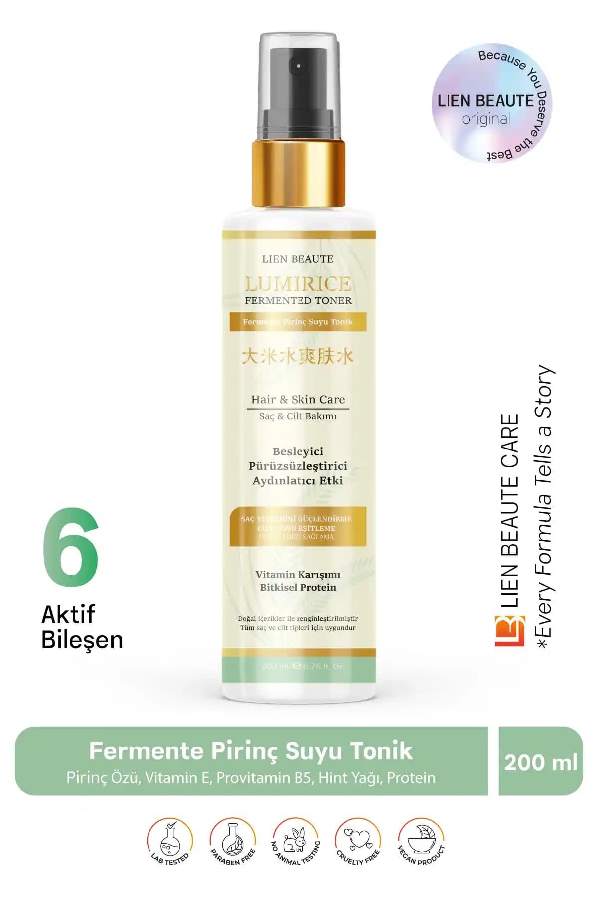 Lien Beaute Lumirice Fermente Pirinç Özlü Aydınlatıcı Tonik Cilt ve Saç Bakımında Yenilikçi Çözüm