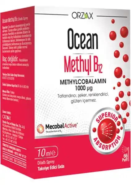 Orzax Ocean Methyl B12 1000 Mcg Sprey: Yetişkinler İçin Hızlı Emilimli Vitamin Takviyesi