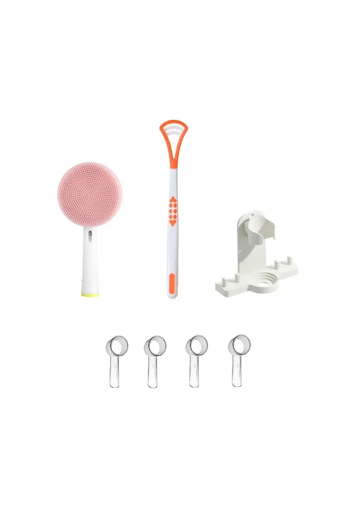 Toocare Oral-b Diş Fırçaları İçin 4'lü Kapak Yüz Temizleme ve Dil Temizleme Çubuğu Seti