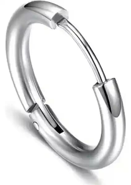 Trend Collection Unisex Cerrahi Çelik Halka Küpe 12 mm Gümüş Renk Modern Tasarım