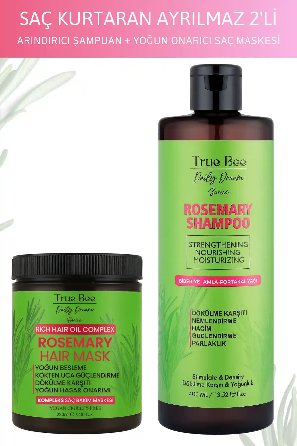 True Bee Günlük Rüya Serisi Saç Bakım Seti: Güçlendiren ve Onaran Formül