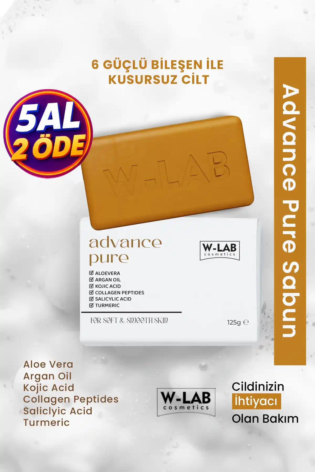 W-Lab Kozmetik Advance Pure Sabun Doğal İçeriklerle Cilt Bakımında Çok Yönlü Temizlik ve Yenileme