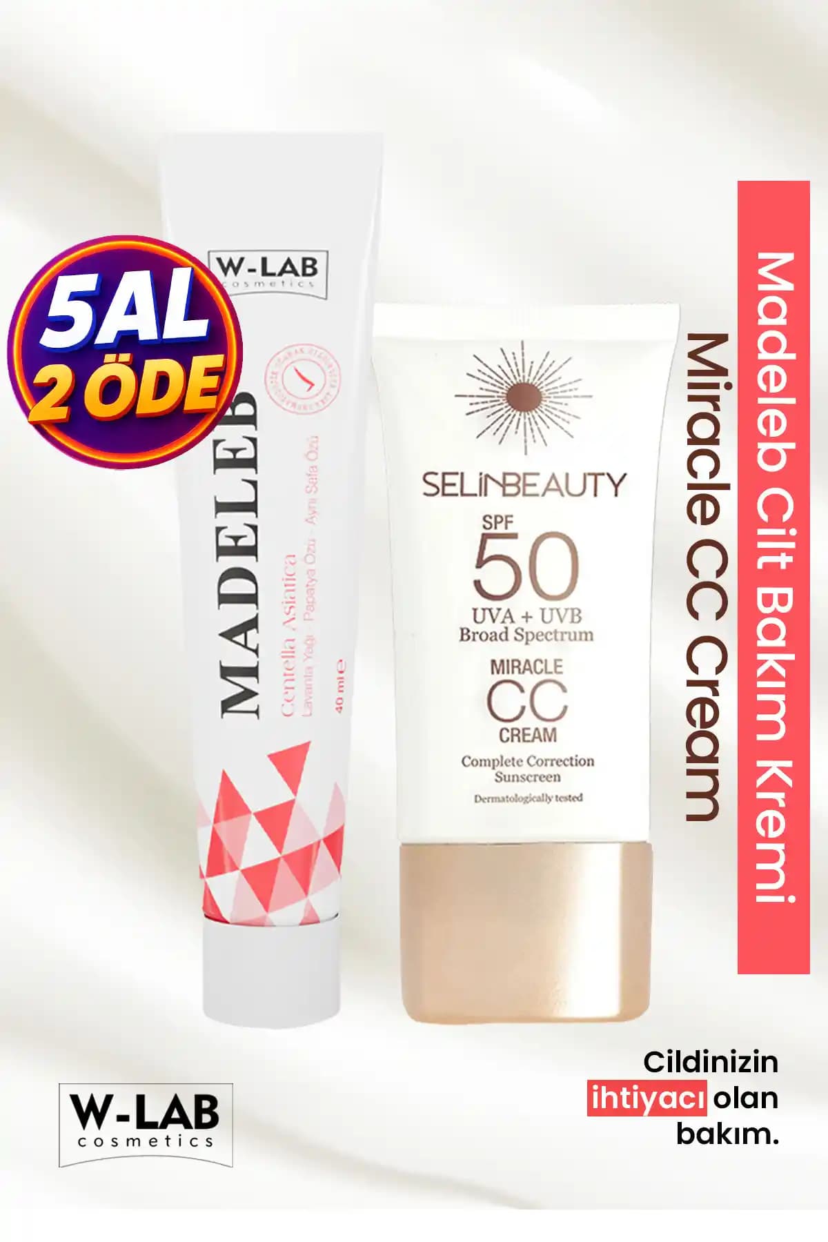 W-Lab Kozmetik Madeleb Krem ve Selin Beauty CC Krem Seti: Günlük Cilt Bakımı İçin Çok Yönlü Çözüm