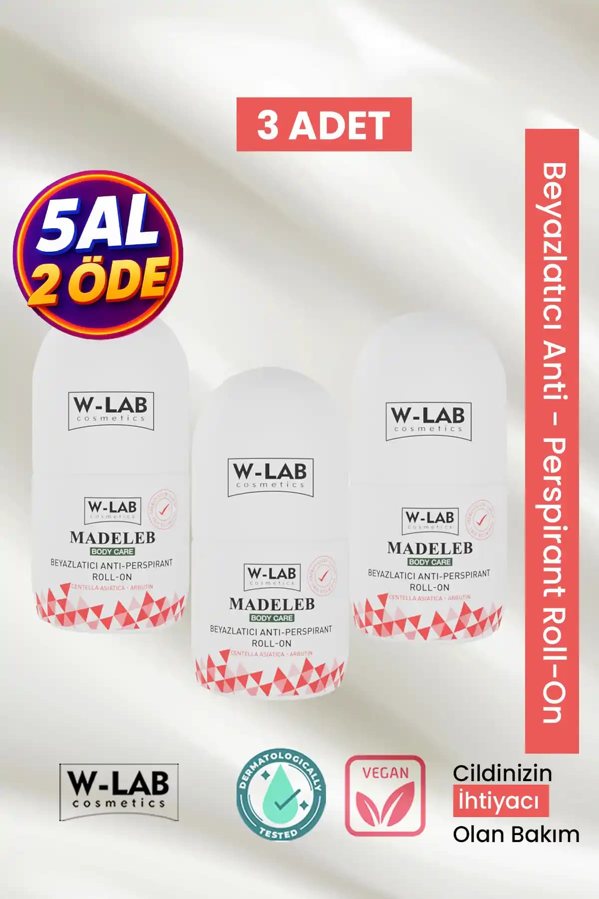 W-Lab Madeleb Roll On 3'lü Set: Doğal İçerikli Terleme ve Koku Önleyici Çözüm