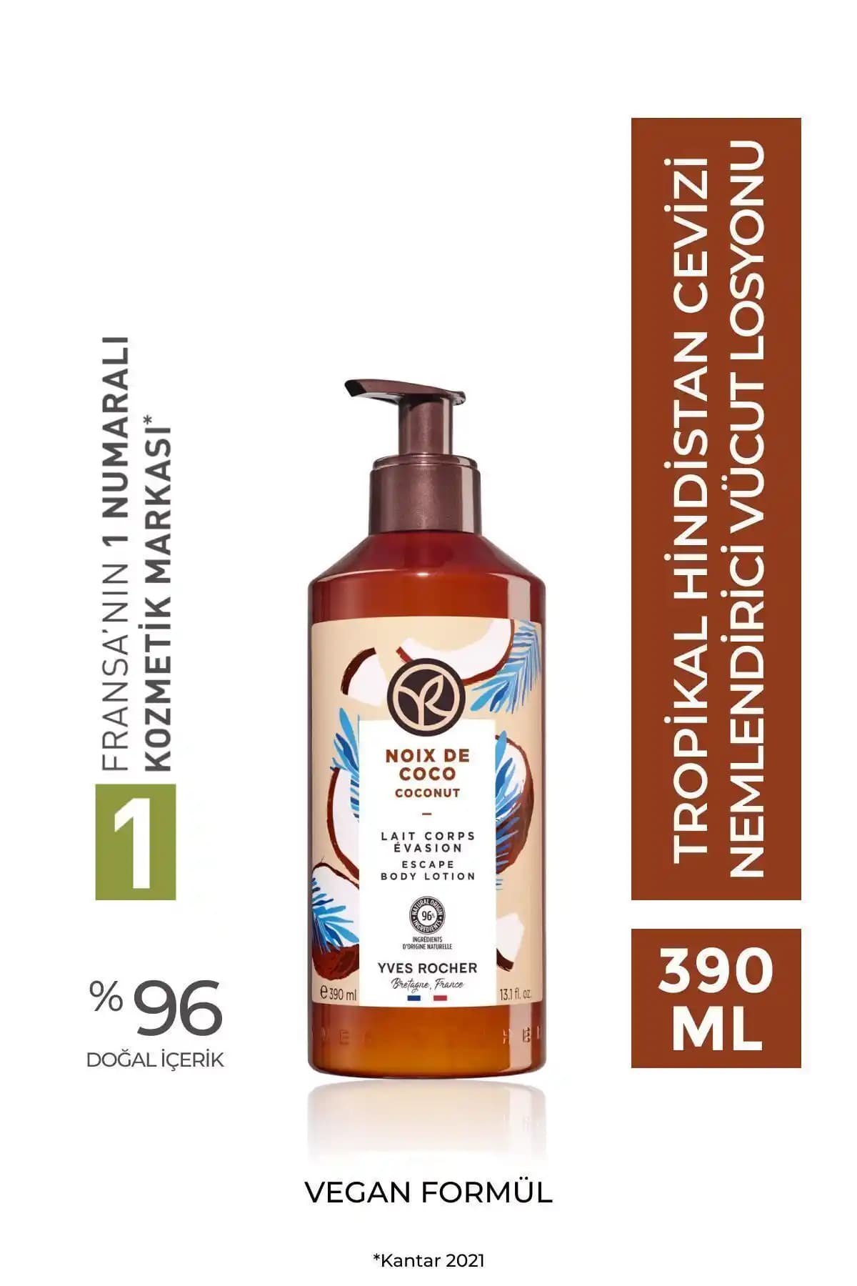 Yves Rocher Tropikal Hindistan Cevizi Vücut Losyonu Doğal Nemlendirici ve Besleyici Özellikler