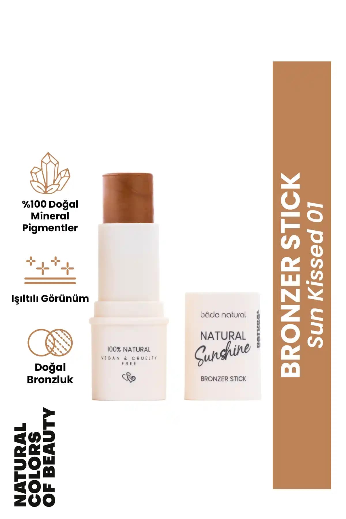 Bade Natural Bronzer Stick Sun Kissed 01 ile Doğal ve Sağlıklı Bronzluk Elde Edin