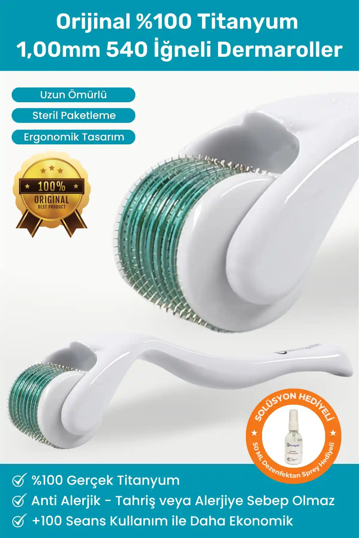 Dermapolin %100 Titanyum İğneli Dermaroller: Uzun Ömürlü ve Güvenilir Cilt Bakım Ürünü