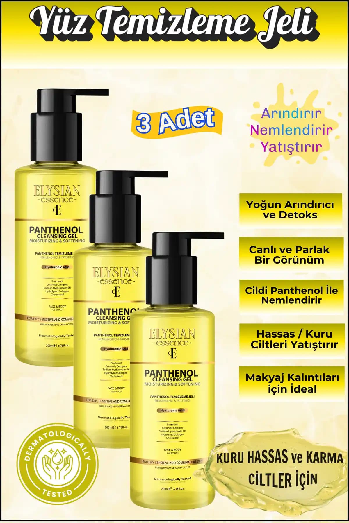 Elysian Essence Nemlendirici ve Yatıştırıcı Panthenol Yüz Temizleme Jeli 200 ml
